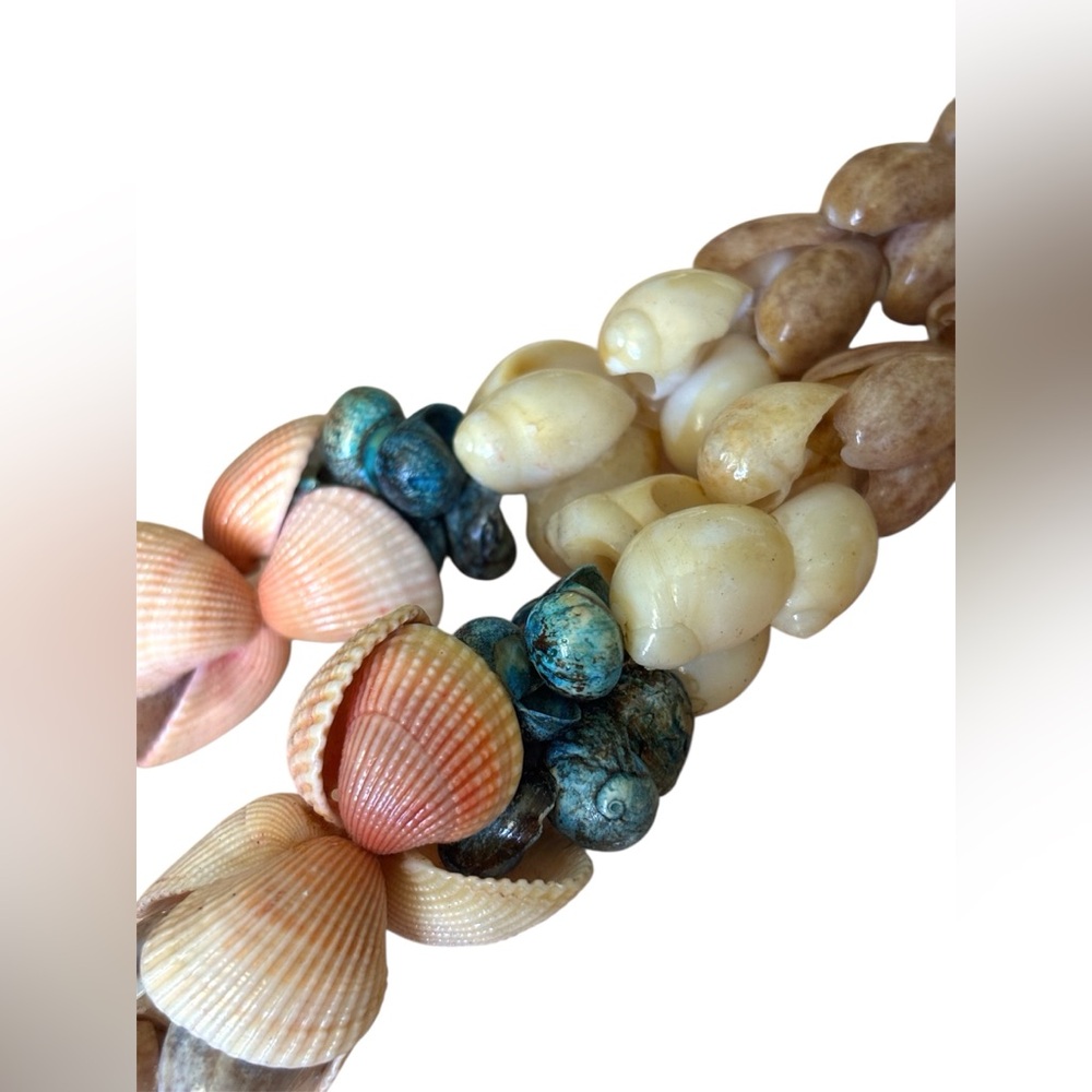 Vtg Handmade Shell Lei Necklace – Boho Beachcore Tropical Style